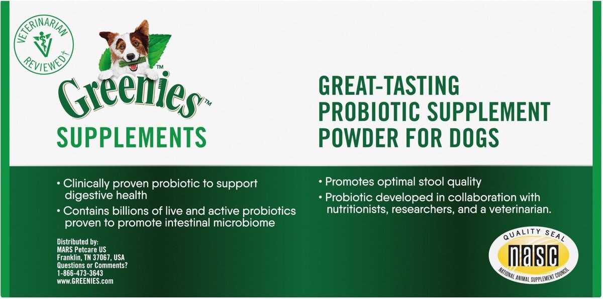 Greenies Digestive Probiotic Supplement Powder for Dogs