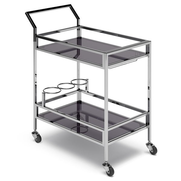 WYNDENHALL Snell 29 inch Modern Bar Cart in Chrome - 14