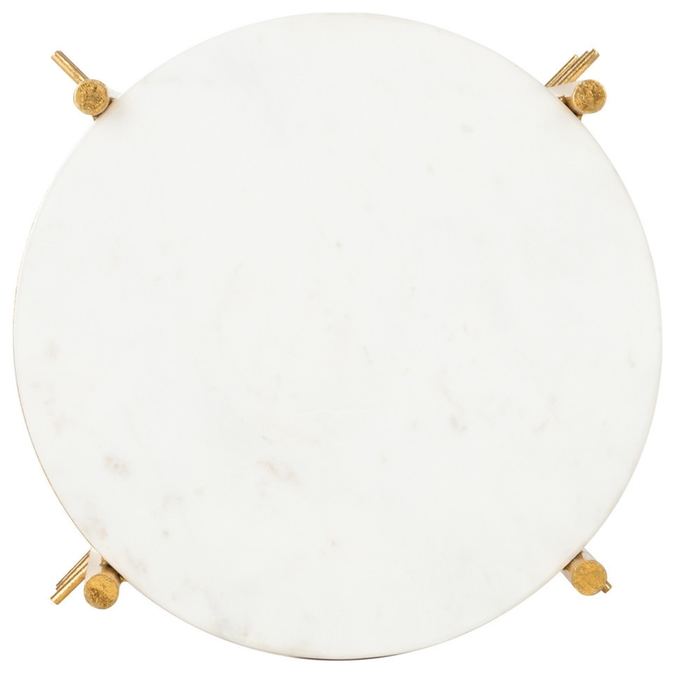 Genie Round Accent Table  White Marble/Gold   Contemporary   Side Tables And End Tables   by Rustic Home Furniture Deco  Houzz