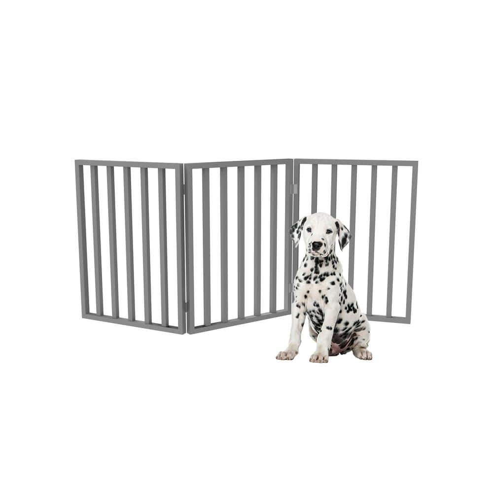 Petmaker 54 in. x 24 in. Wooden Freestanding Gray Pet Gate HW3210103