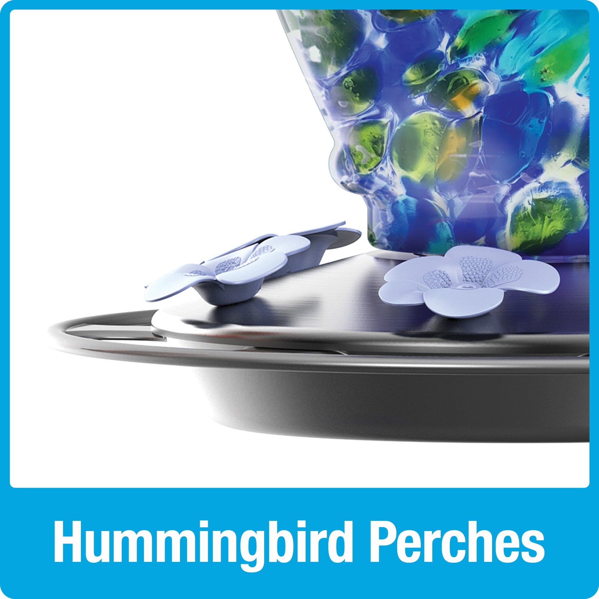 Nature's Way Blue Artisan Glass Hummingbird Feeder