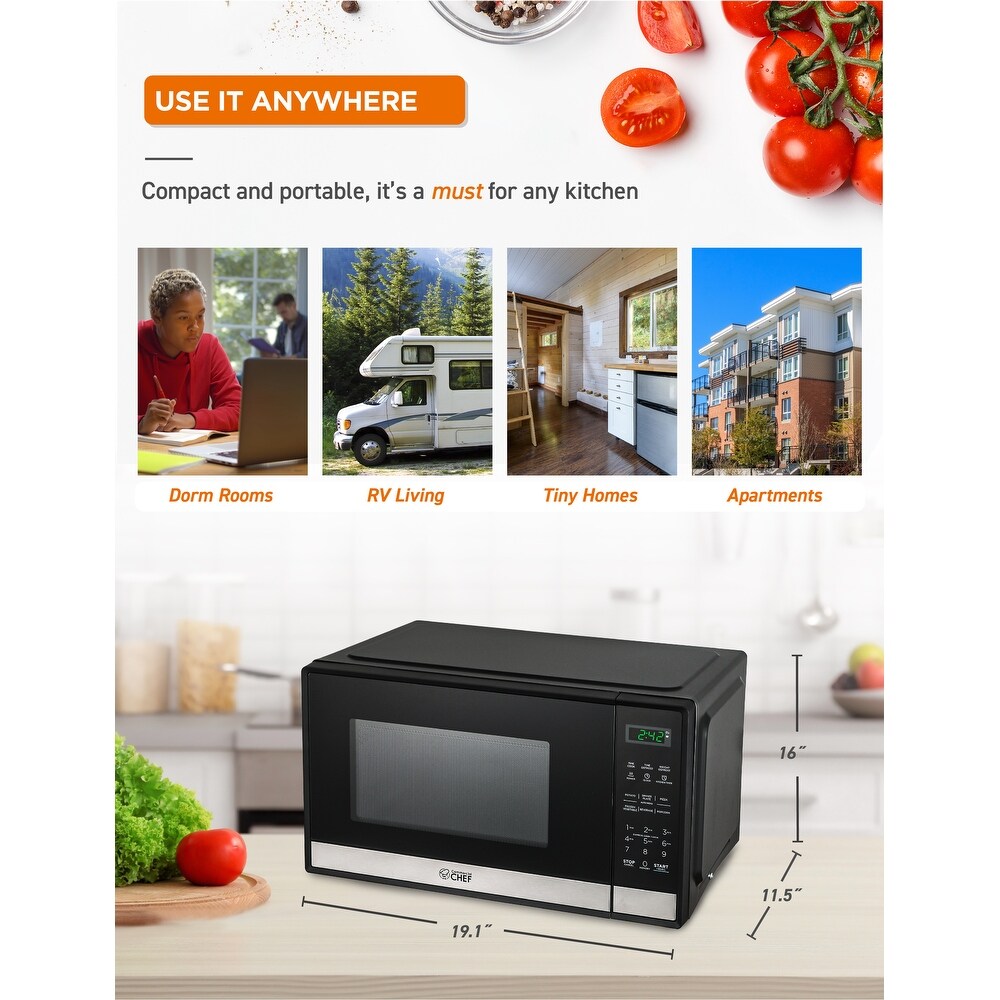 0.9 Cu.Ft Countertop Microwave Oven Stainless/Black