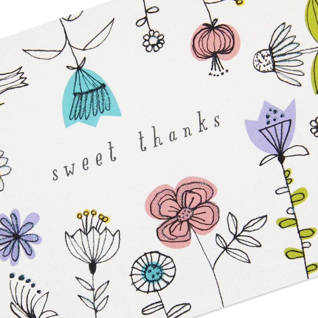 Hallmark  Sweet Thanks Illustrated Flowers Blank Thank You Notes, Box of 10