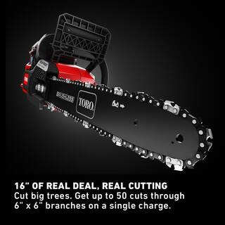 Toro Flex-Force 16 in. 60-Volt Max Lithium-Ion Electric Battery Chainsaw 2.5 Ah Battery and Charger Included 51850