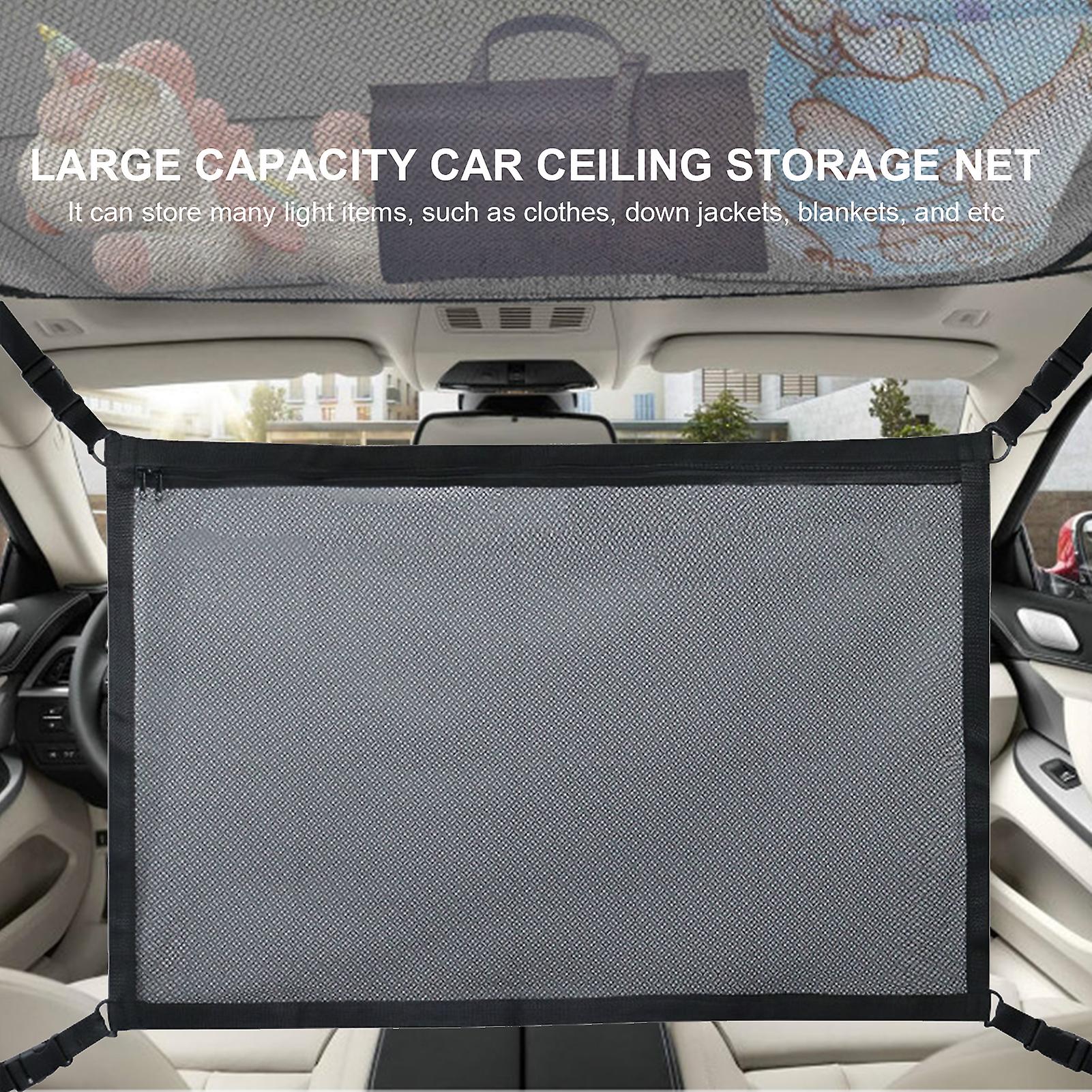 Black Car Ceiling Storage Net Ceiling Cargo Net Pocket Car Roof Long Trip Storage Bag For Suv Truck Bed Quilt Childrens Toy Towel