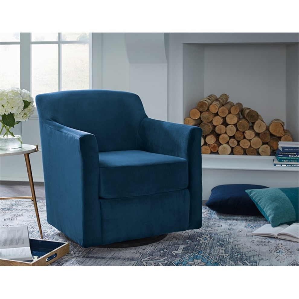 Ashley Furniture Bradney Metal Swivel Accent Chair in Blue  ampBlack   Contemporary   Armchairs And Accent Chairs   by Homesquare  Houzz