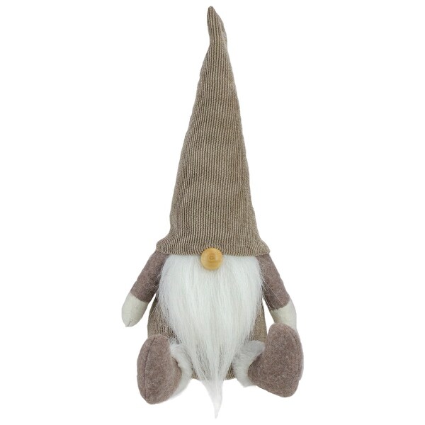 10 Brown and White Sitting Gnome Christmas Figure