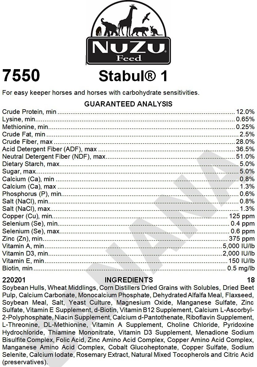 Stabul 1 Equine Diets Banana Low Sugar， Low Starch Horse Feed