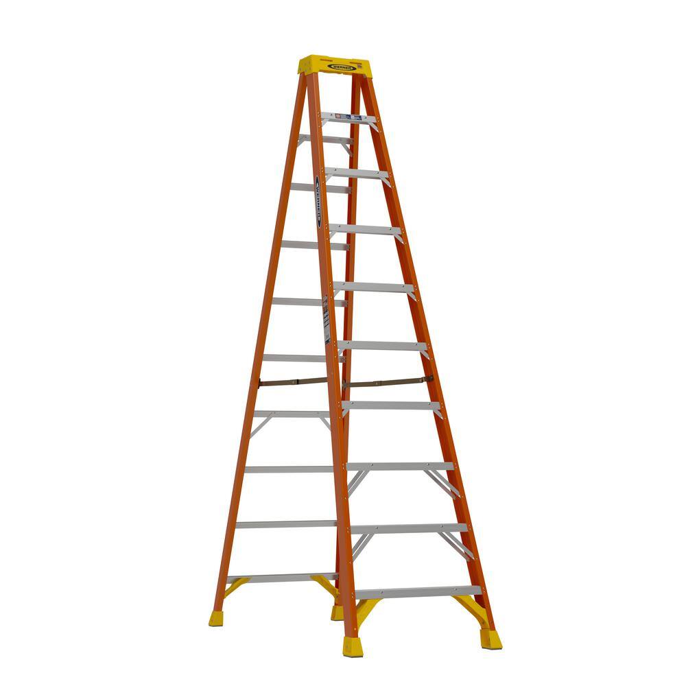 Werner 10 ft. Fiberglass Step Ladder (14 ft. Reach Height) 300 lbs. Load Capacity Type IA Duty Rating NXT1A10