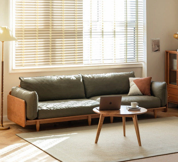 oak Solid Wood Leather Sofa  fabric   Midcentury   Sofas   by GVAwood  Houzz