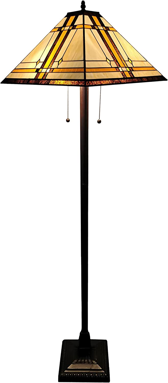 BBNBDMZ Tiffany Floor Lamp Torchiere - Vintage Standing Light Floor Lamp - 61\u201D Tall Floor Stained Glass Lamp - Tiffany Floor Lamps for Living Room