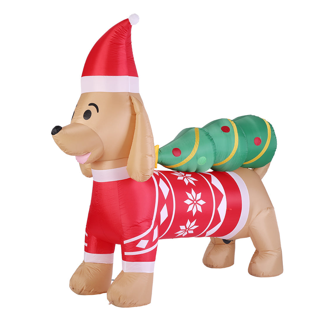 VIVOHOME 7ft Long Christmas Inflatable LED Lighted Dog with Hat and Tree, Christmas