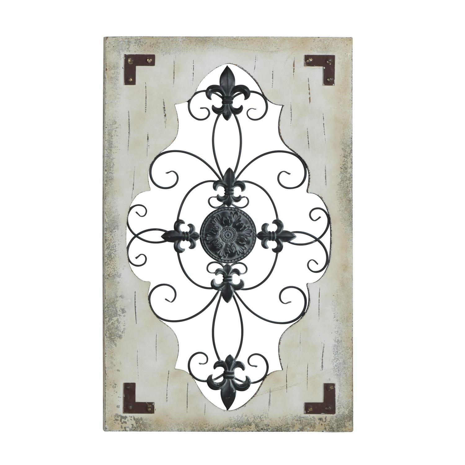 DecMode Cream Wood Scroll Wall Decor