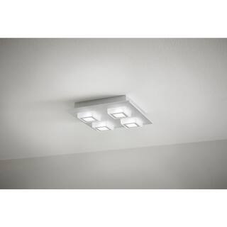 Hampton Bay Garfield 11 in. Integrated LED Brushed Aluminum Square Track Flush Mount 205517A