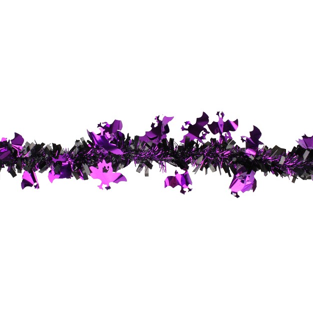 Northlight Black With Purple Bats Halloween Tinsel Garland 50 Feet Unlit