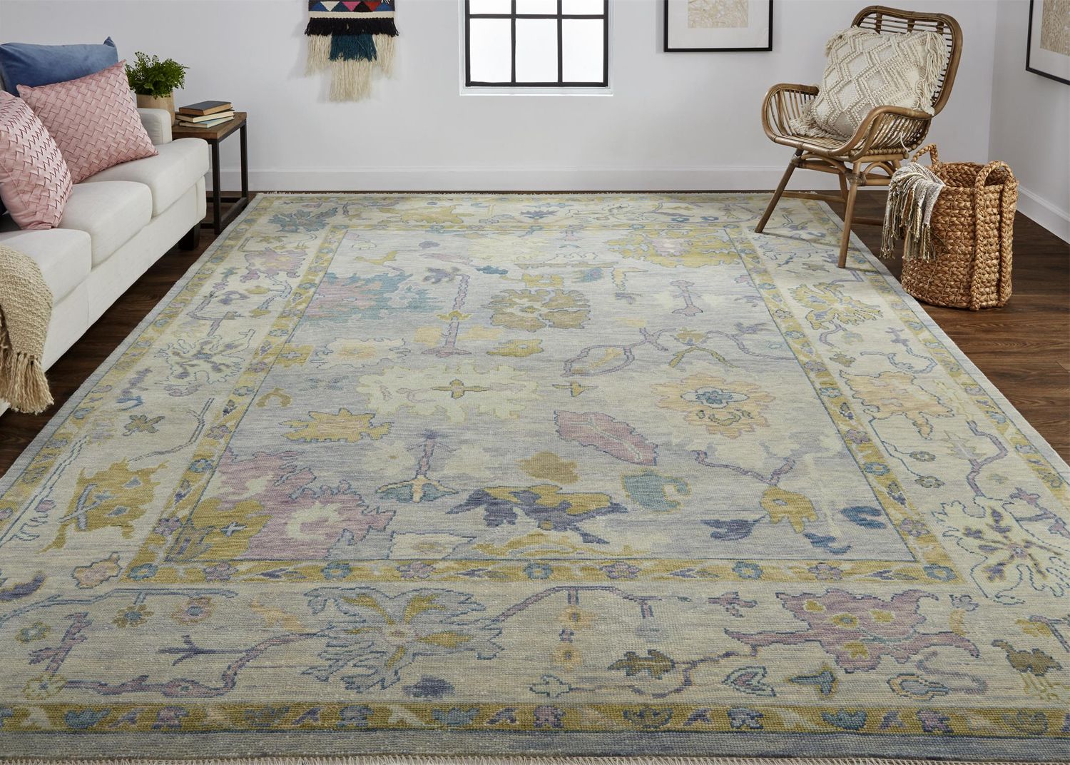 Larson Hand Knotted Gray and Yellow Rug by BD Fine