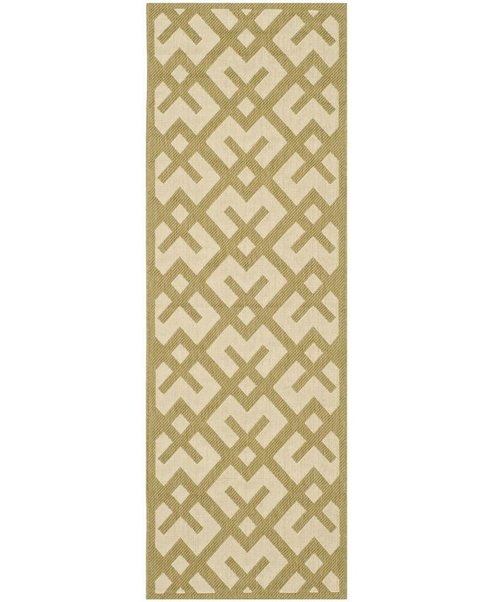 Safavieh Courtyard CY6915 Beige and Green 2'3 x 6'7 Sisal Weave Runner Outdoor Area Rug