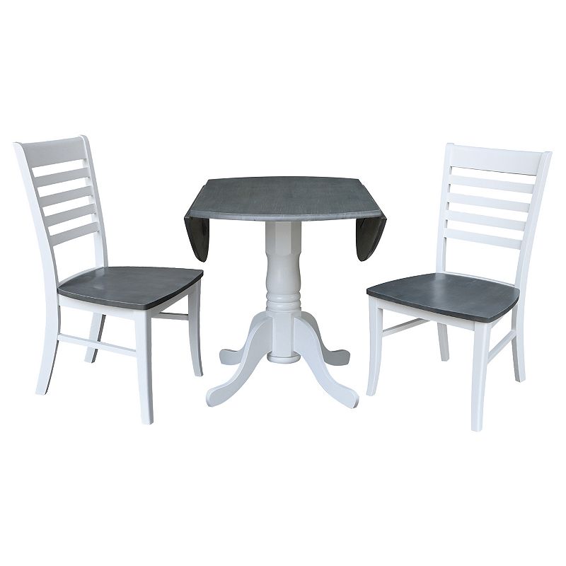 International Concepts Dual Drop Leaf Dining Table and Ladderback Chair 3-piece Set