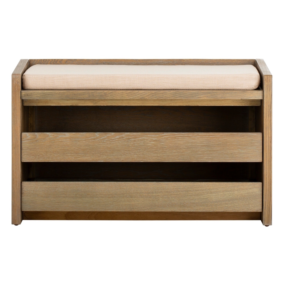 SAFAVIEH Percy Shoe Storage Bench  Rustic Oak / Beige   34\