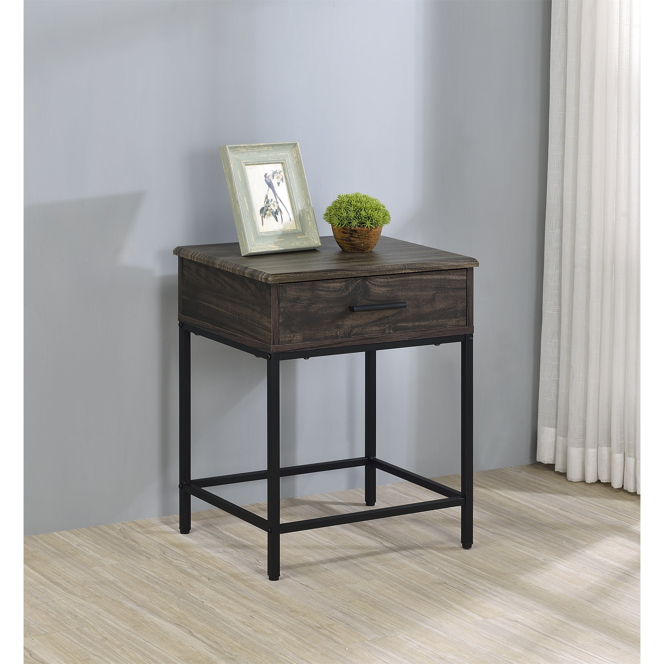 Brown MDF Coffee Table End Table With Drawers