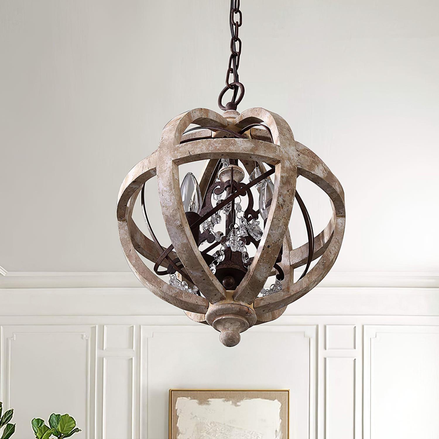 Retro Globe Weathered Chandelier