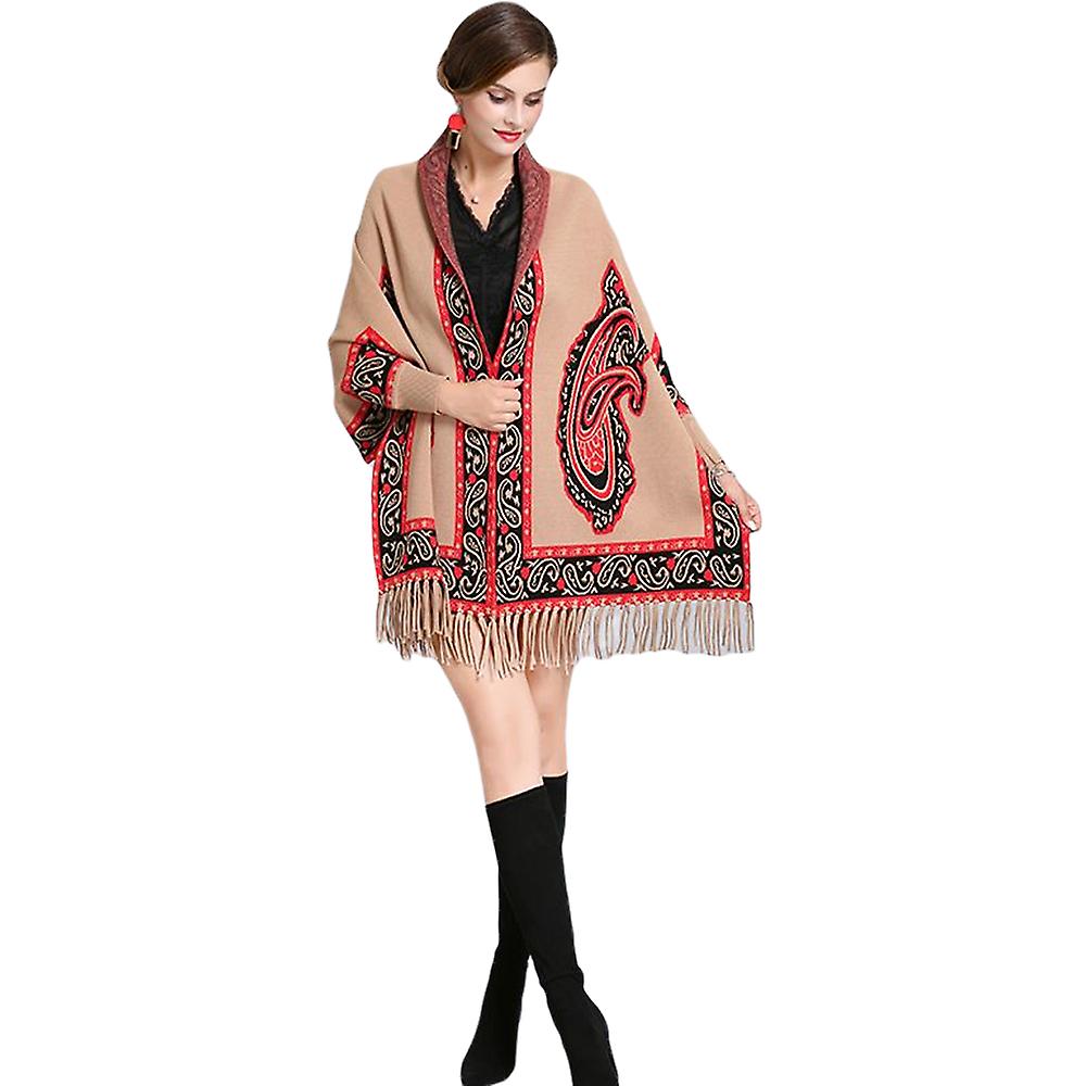 Women Embroidery Cape Shawl With Sleeves