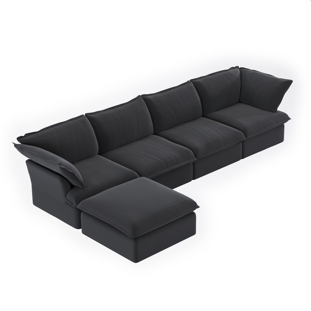 L Shape Modular Sectional Sofa 5 Seats with Chaise Ottoman