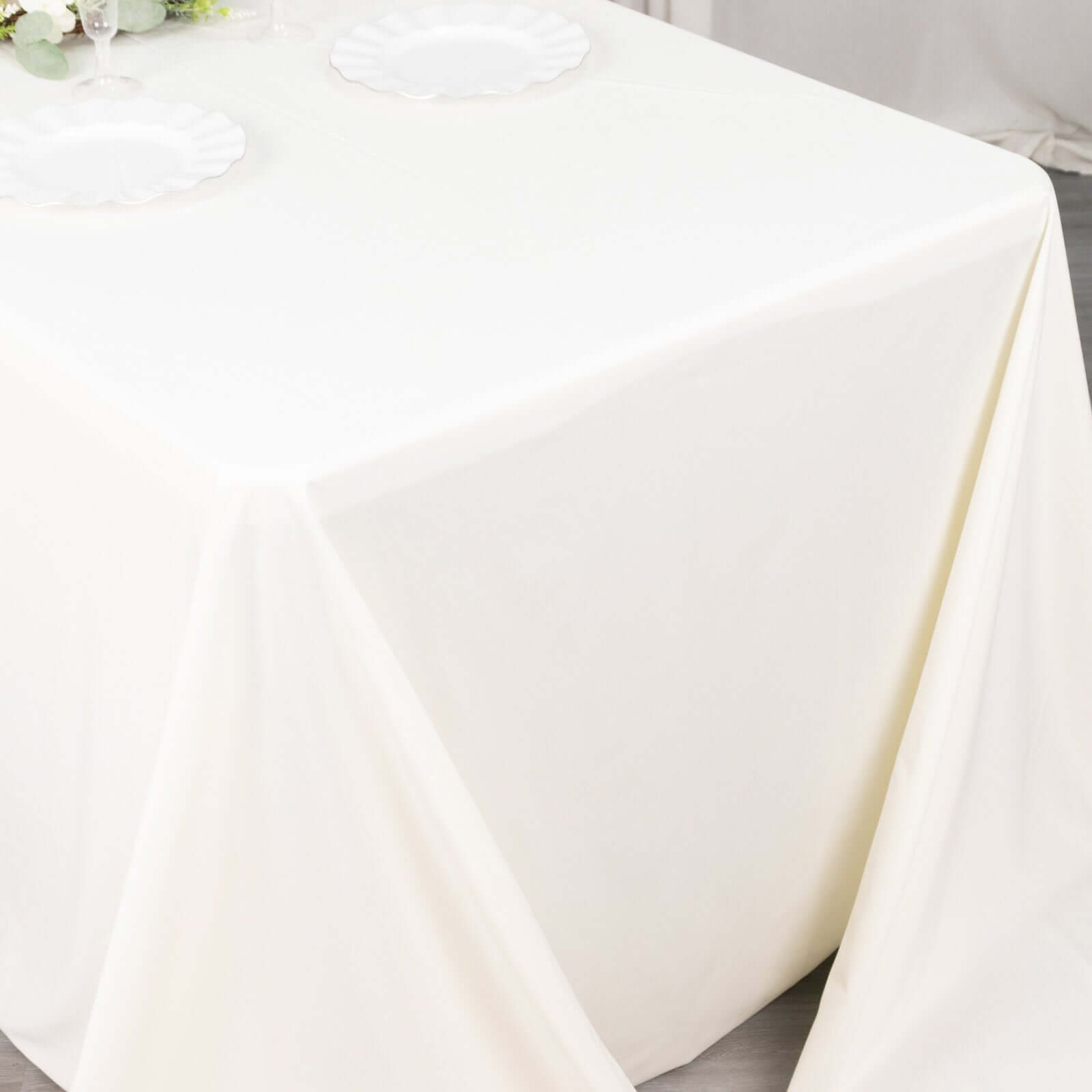 Ivory Premium Scuba Rectangular Tablecloth, Wrinkle Free Polyester Seamless Tablecloth 90