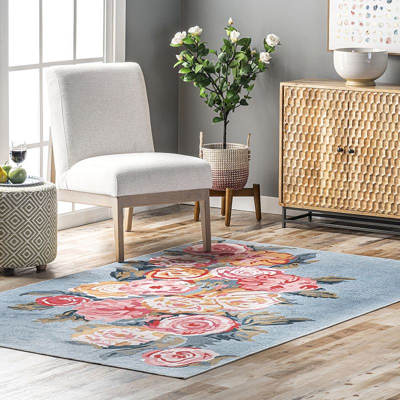 nuLOOM Lauryn Machine Washable Floral Area Rug