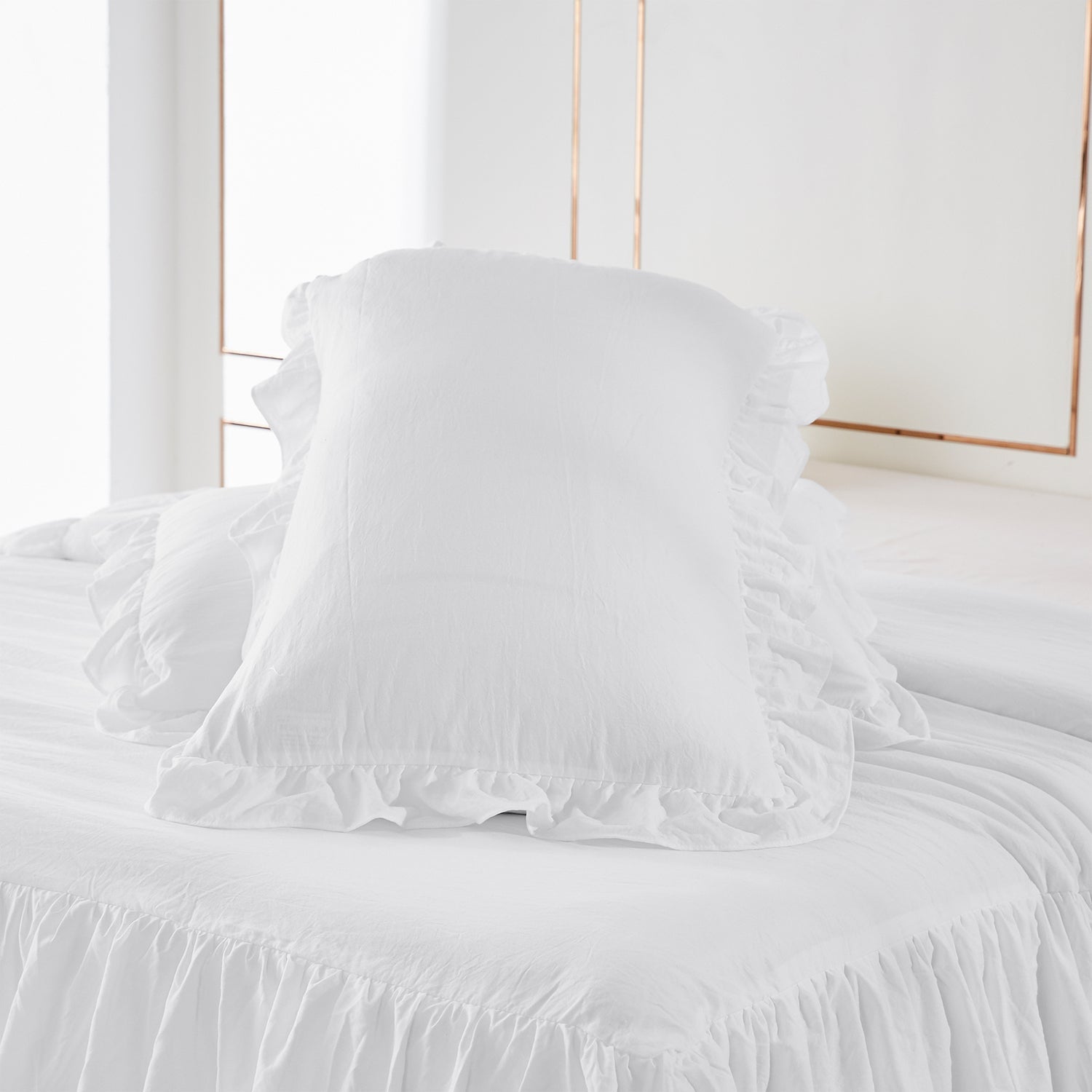 Ruffle Skirt Bedspread Three Layers Design Chic Style Bedding Set