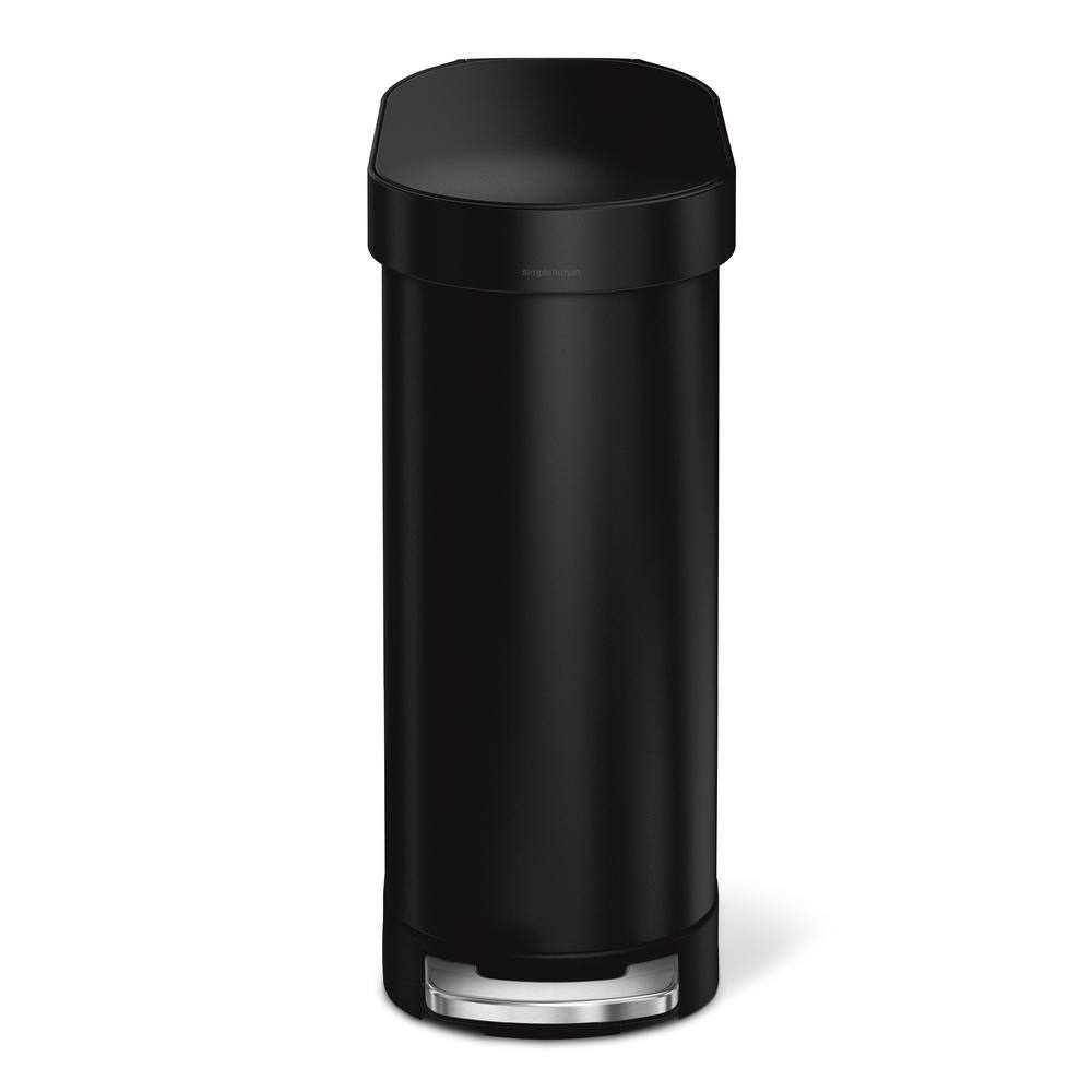 simplehuman 45 l (12 Gal.) Matte Black Steel Slim Step-On Trash Can CW2098