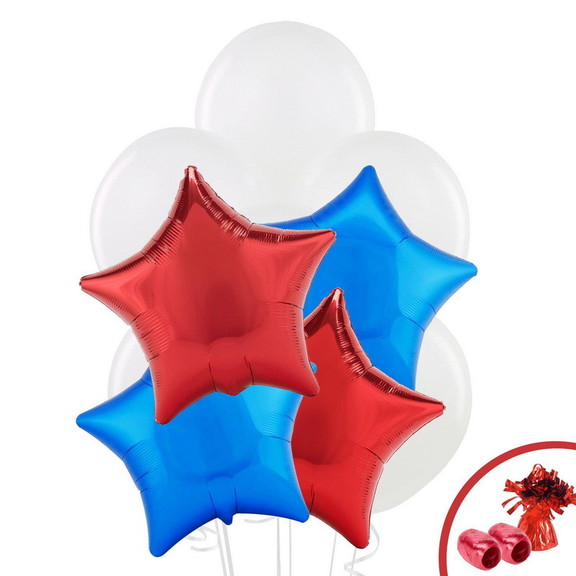 BIRTH9999 259659 Red   Blue Star Balloon Bouquet  ...