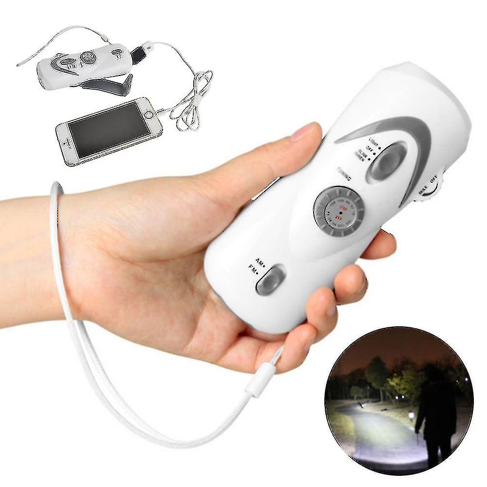 Crank Dynamo Emergency Led Flashlight Fm/am Radio Hand-cranked Mobile Phone Charger Home Emergency Supplies