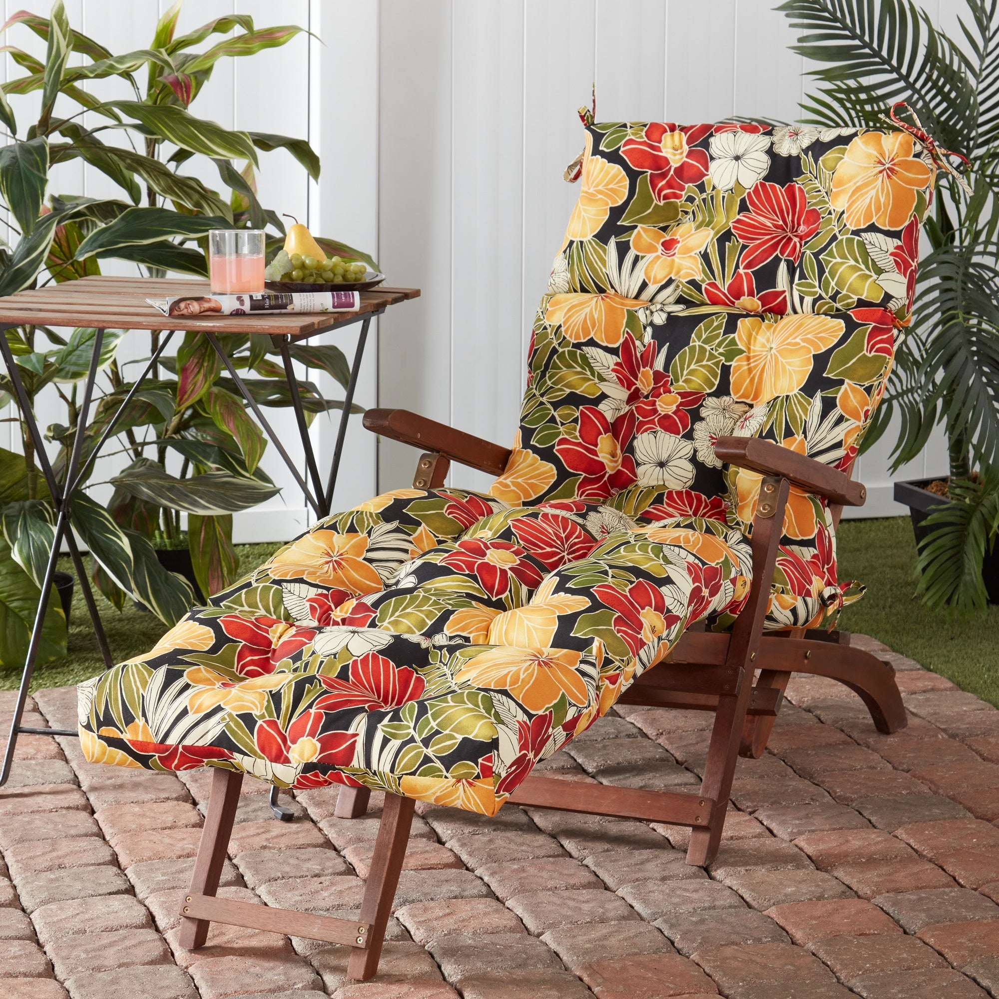 Greendale Home Fashions Aloha Black 72 x 22 in. Outdoor Chaise Lounge Chair Cushion