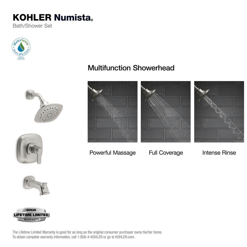 KOHLER Numista SingleHandle 3Spray WallMount Tub and Shower Faucet in Vibrant Brushed Nickel