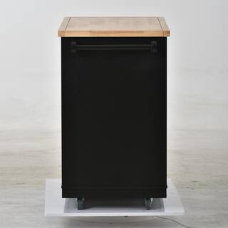 Nestfair Black Rolling Mobile Kitchen Island with 2-Drawers LKK005001B