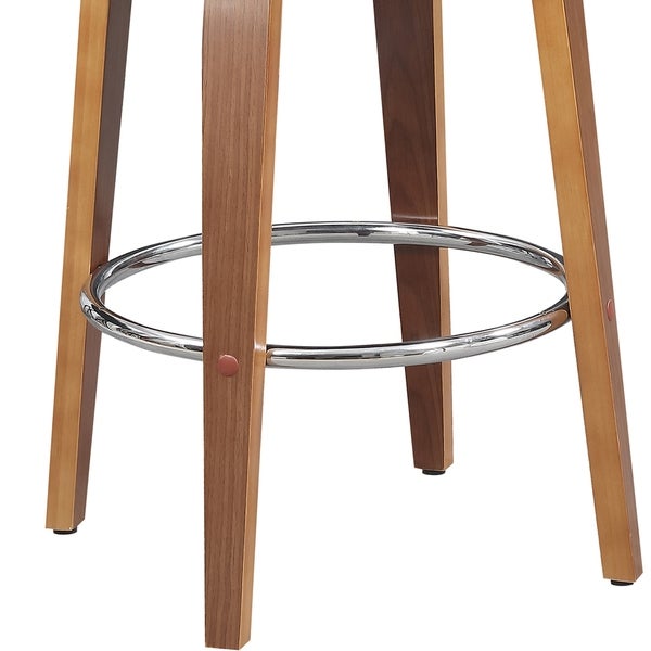 Wood and Faux Leather Mid-Century 27-Inch Swivel Counter Stool