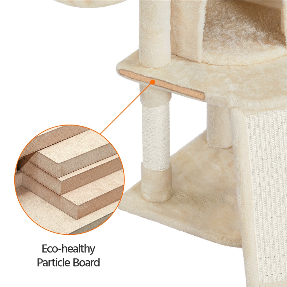 SmileMart 42"H Multilevel Cat Tree Tower with Condo and Perches, Beige