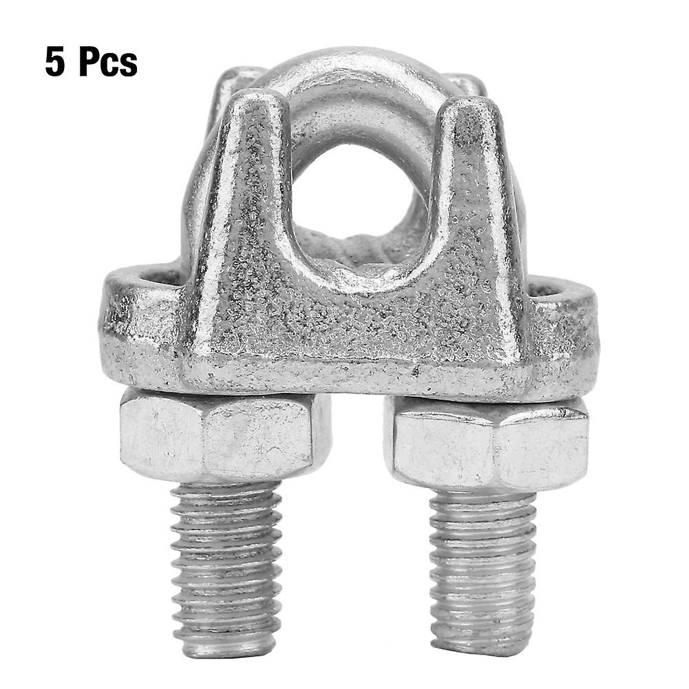 5 Pcs Stainless Steel Clamp Wire Rope Clip Cable Clamp Fastener Silver Tone(m8)