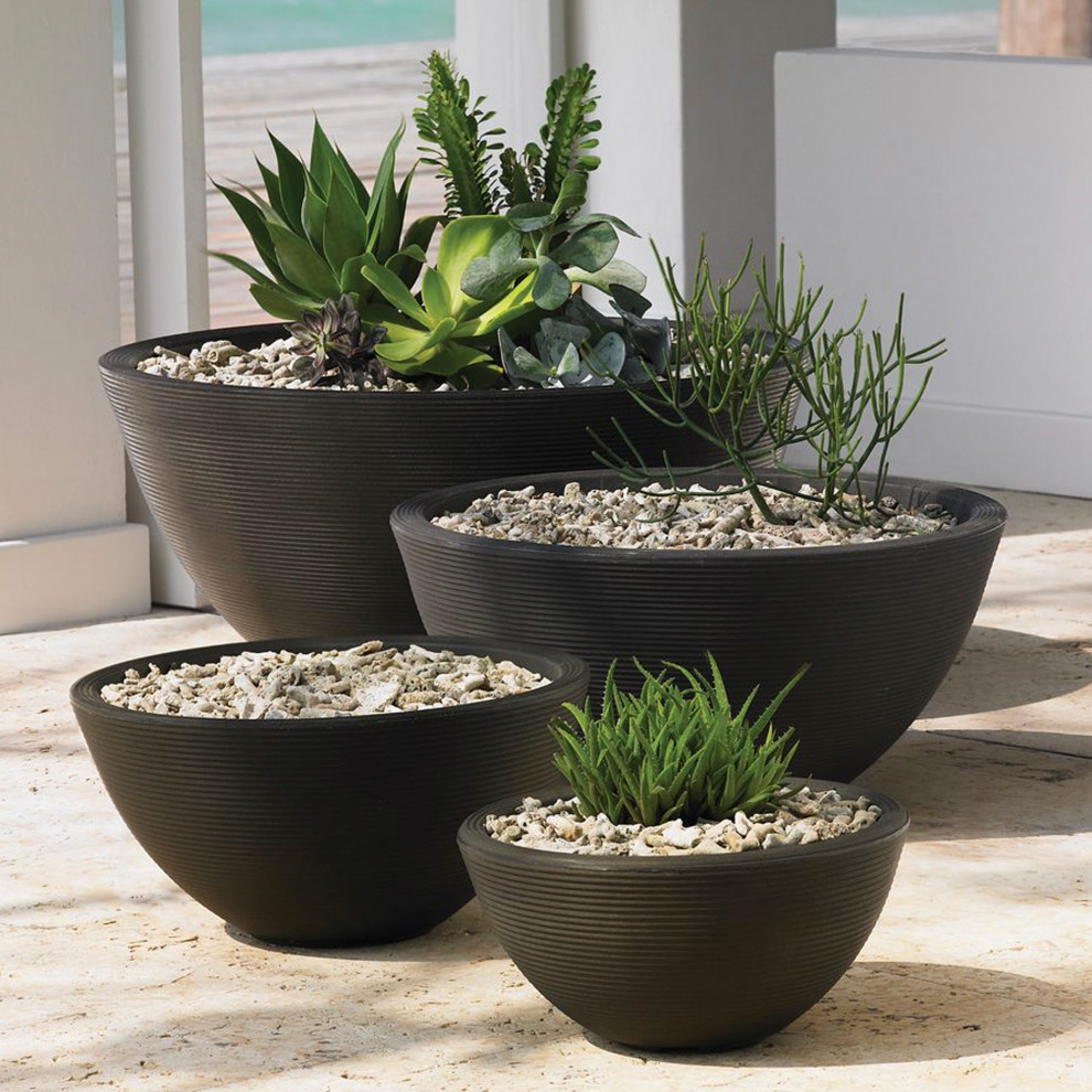 Delano 26 quotPlanter Bowl   Transitional   Outdoor Pots And Planters   by Crescent Garden  Houzz