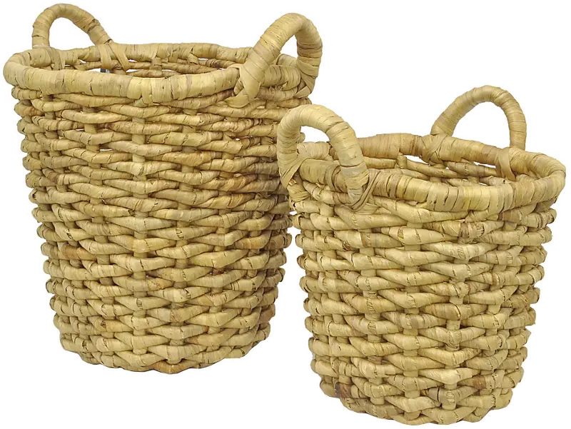 18 Inch Natural Water Hyacinth Basket with Handles