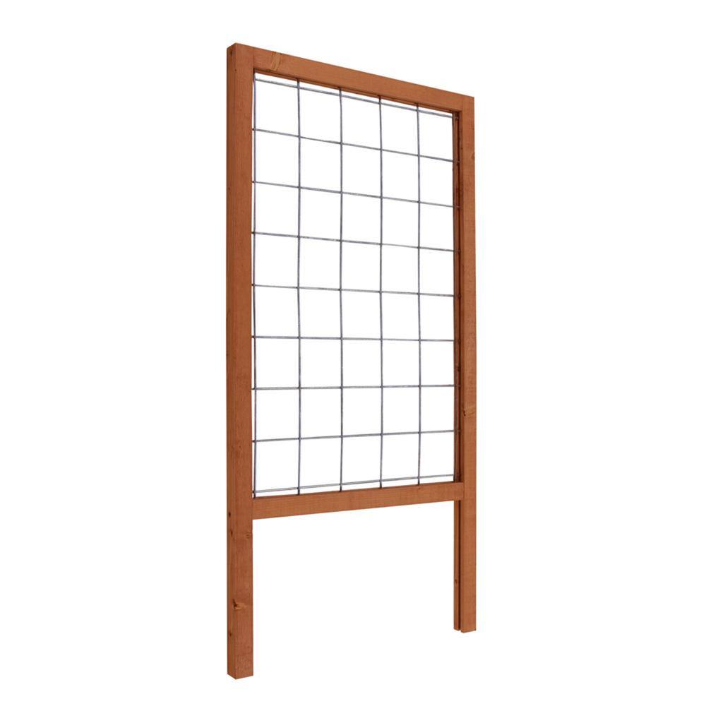 Outdoor Essentials Contemporary 48 in. Walnut-Tone Hog Wire Trellis 418751