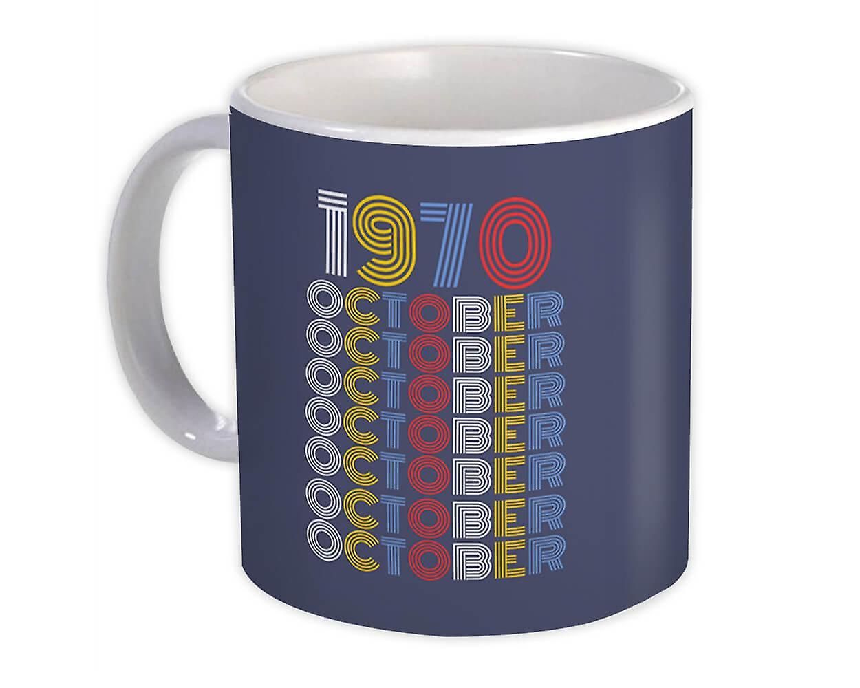 Gift Mug: 1970 October Colorful Retro Birthday Age