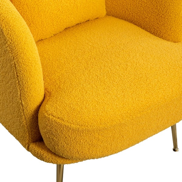 Curved Boucle Upholstered Accent Chair Luxurious Armchair Single Sofa Leisure Club Chair