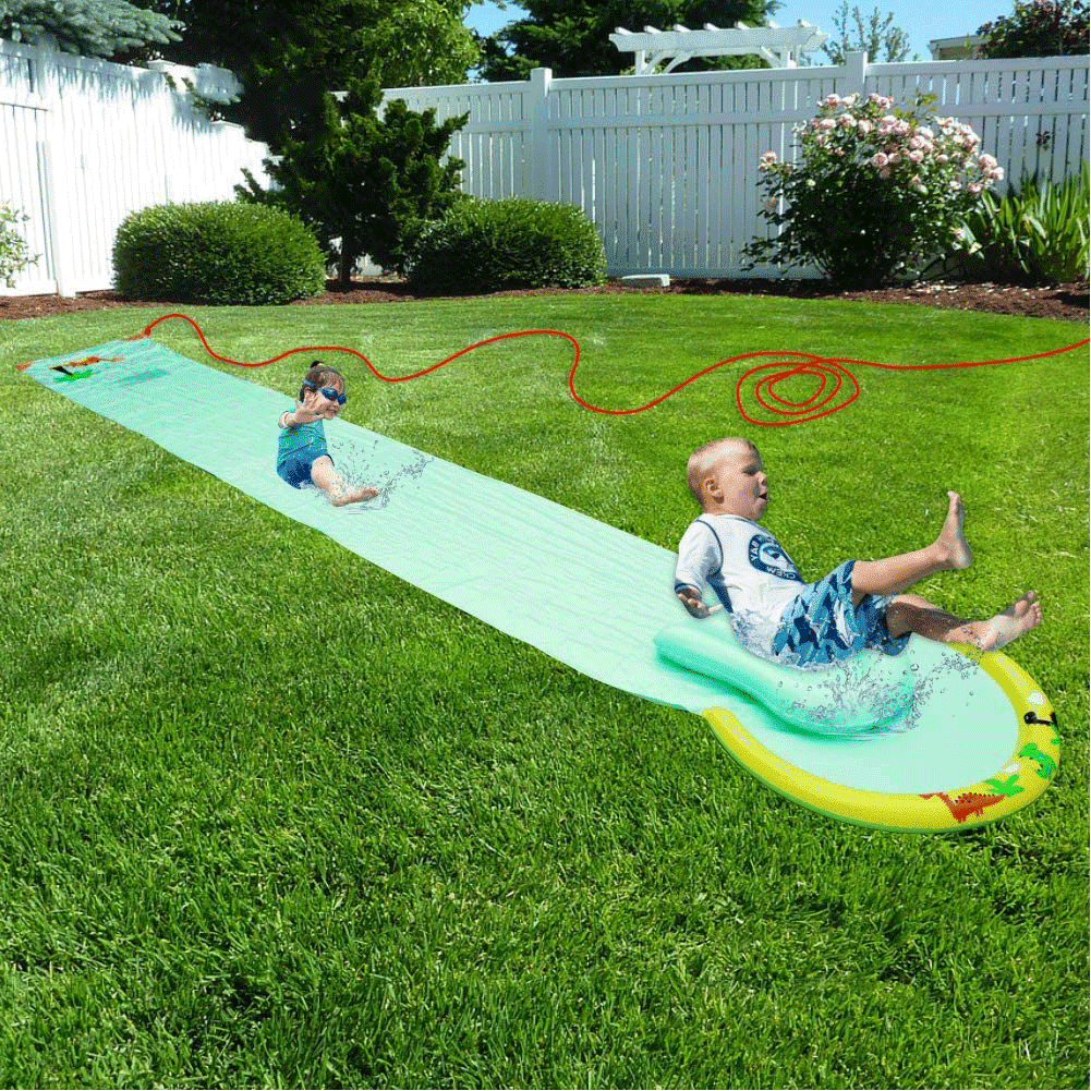 Hoovy Super Giant Water Slip and Slide 192" x 29" with Built in Body Board and Hose Attachment