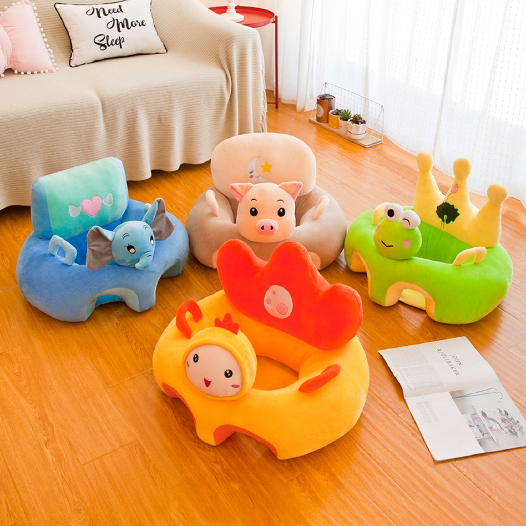 GuliriFei Children Household Soft Cartoon Sofa Seat Mat Baby Plush Toy Early Education Sofa