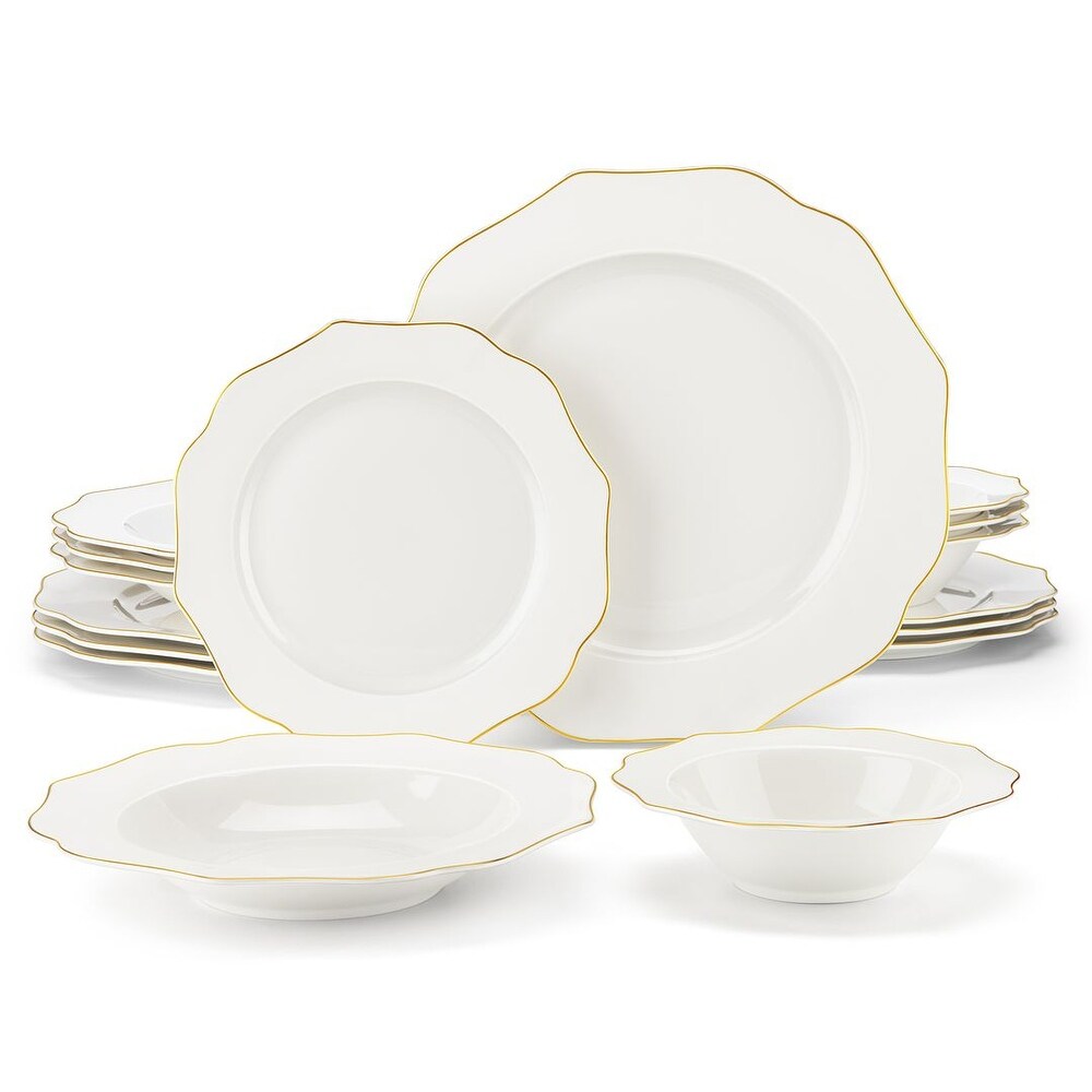 MALACASA 16 Piece New Bone China Dinnerware Set  Service for 4