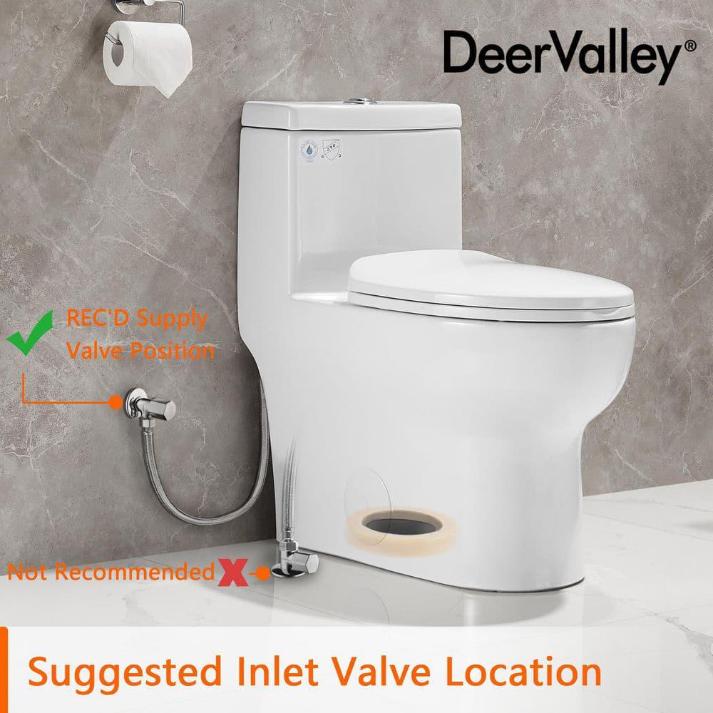 DEERVALLEY DeerValley Ally 12 in Rough in Size 1Piece 08128 GPF Dual Flush Elongated Toilet in White Seat Included