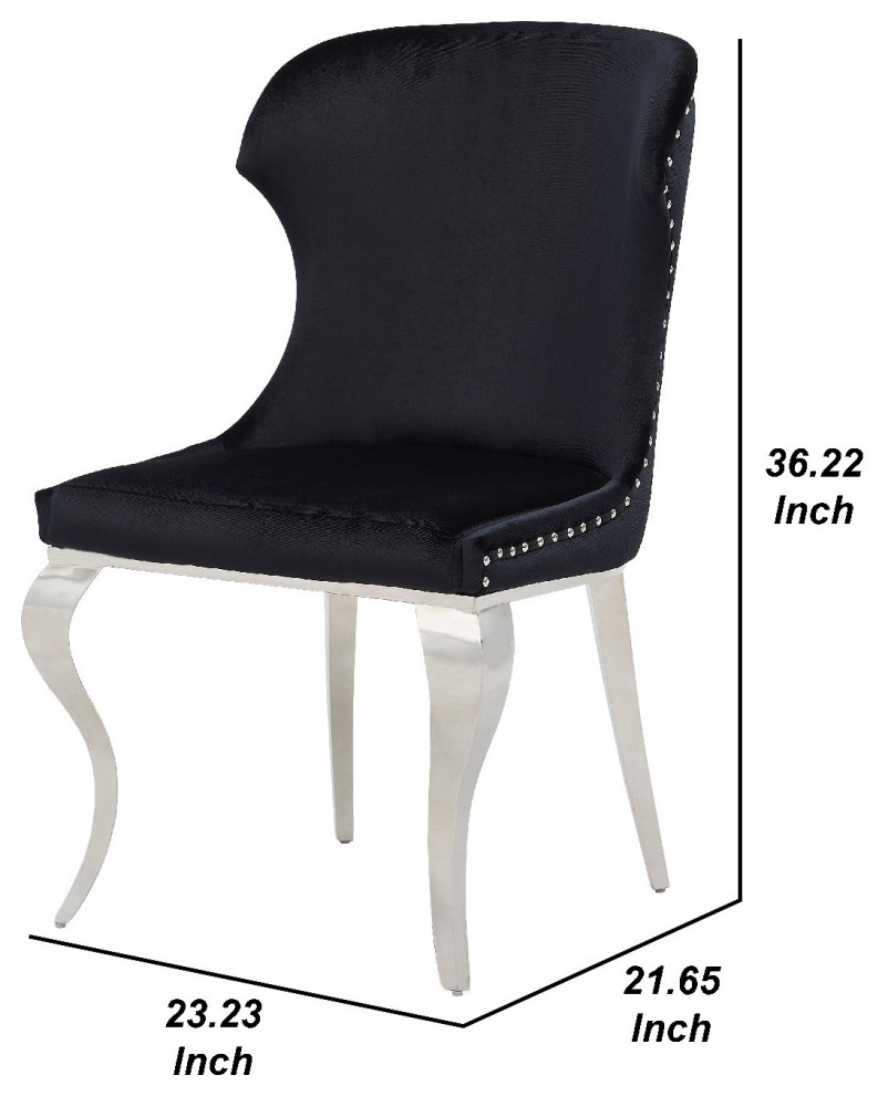 37 quotVelvet Wingback Dining Chair With Metal Legs  Black   Traditional   Dining Chairs   by VirVentures  Houzz