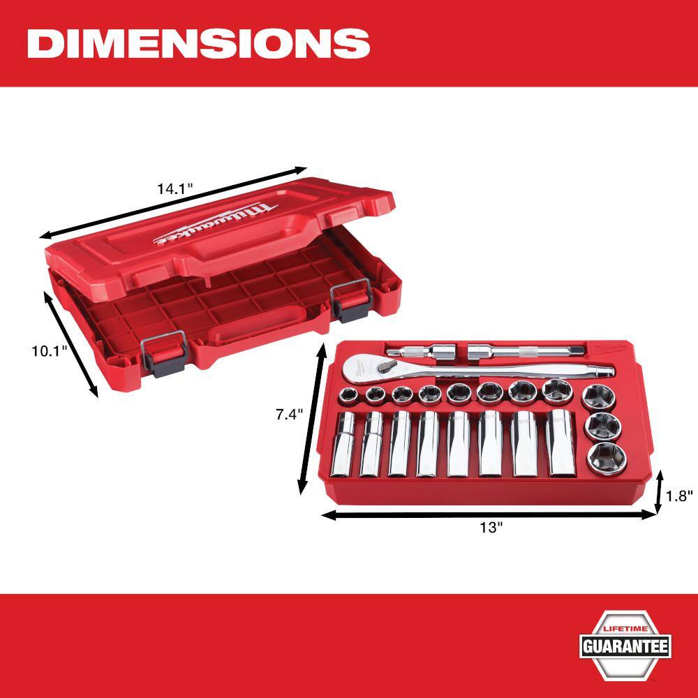 MW 12 in. Drive SAEMetric Ratchet and Socket Mechanics Tool Set (50-Piece) 48-22-9410-48-22-9510